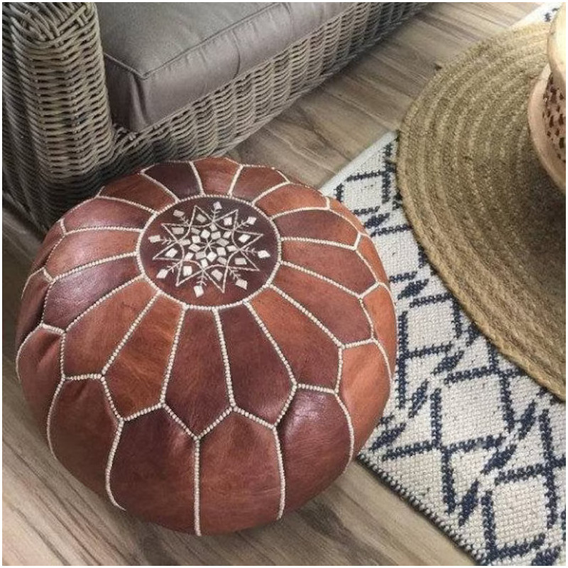 Authentic traditional Moroccan Leather pouffe